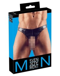 Kunstleder-Ouvertriostring, schwarz